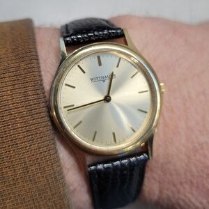 Wittnauer Gold Tone Watch Black Band